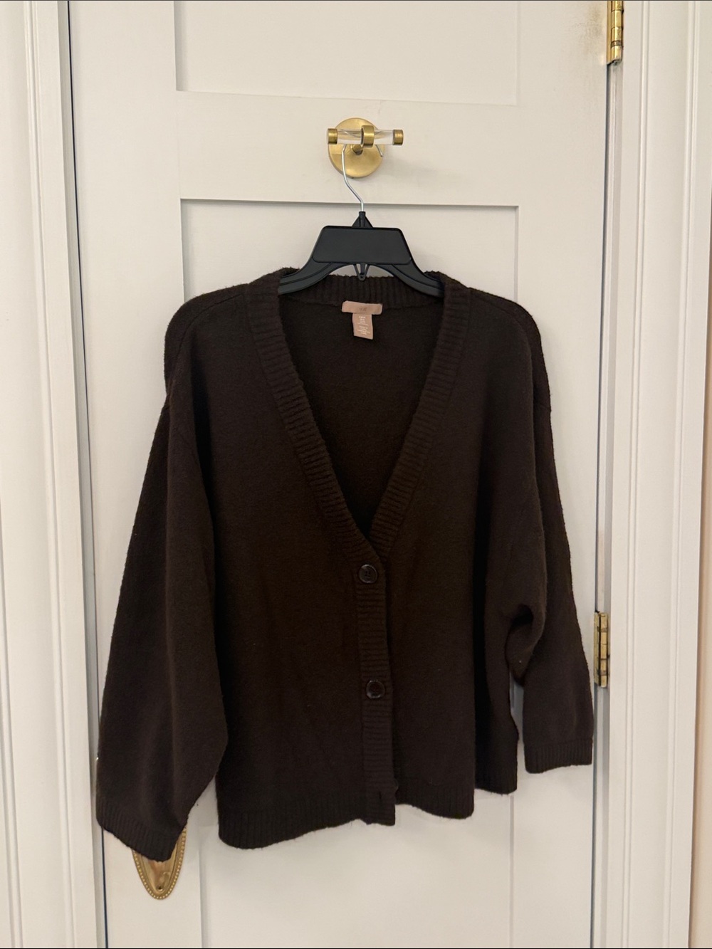 Brown V-Neck Button Cardigan Sweater